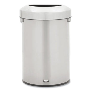 Rubbermaid® Commercial Refine Series Waste Receptacle, Half-round, 16 Gal, Stainless Steel, Silver freeshipping - TVN Wholesale